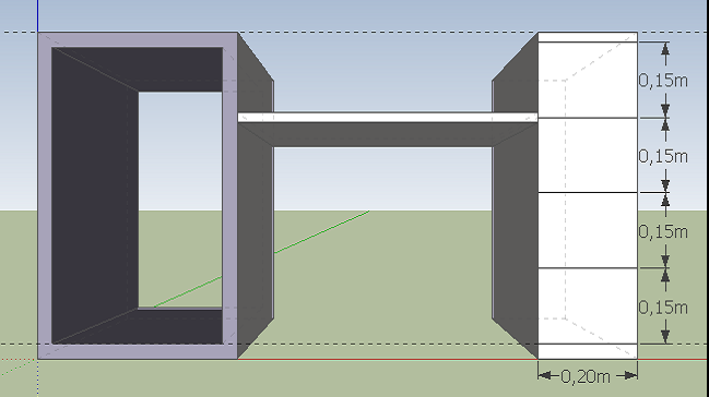 34 ROZDZIAŁ 9. GOOGLE SKETCHUP 8.0 PODSTAWY Rysunek 9.6: Biurko z dwoma podporami ikonę rys. 9.7(a) lub klawisz T, a następnie wskazujemy dwa punkty, pomiędzy którymi chcemy zmierzyć odległość.