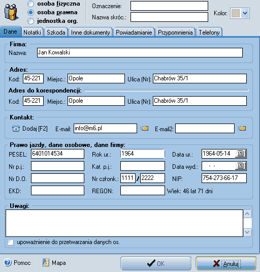 14 5.3.2 Agent Specjalny AS instrukcja obsługi Dodawanie/edycja osoby Wprowadzanie danych osobowych klienta następuje po naciśnięciu ikonki górnej listwie narzędziowej.