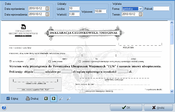 16 5.3.3 Agent Specjalny AS instrukcja obsługi Wystawianie deklaracji członkowskiej W widoku osób po podświetleniu nazwiska klienta można dodać deklarację członkowską używając ikony z górnego menu.