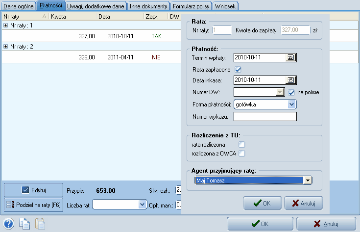 Korzystanie z funkcji programu AGENT.m6 dane użyj tej ikonki 35 aby odświeżyć - wczytać ponownie dane z bazy do druku.