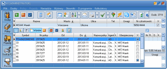 Korzystanie z funkcji programu AGENT.m6 Powiadomienia drukują się po wybraniu przycisku drukarki Za pomocą ikony 53 z górnego menu korespondencji. zapisać Powiadomienia bez ich drukowania Uwaga!