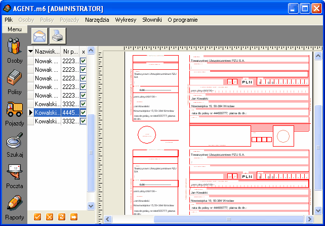 Korzystanie z funkcji programu AGENT.m6 57 Rys.