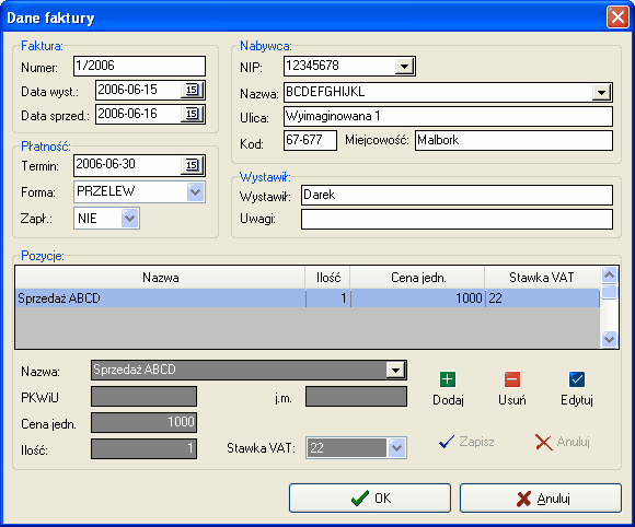 Korzystanie z funkcji programu AGENT.m6 71 1 2 3 4 5 6 7 8 9 10 Rys. 1 Ikony dostępne w oknie Narzędzia -> Faktury Rys. 2 Widok z okna dodawania/edycji faktury 5.10.2 Organizer Narzędzie organizer dostępne jest po kliknięciu na ikonę w lewym menu.