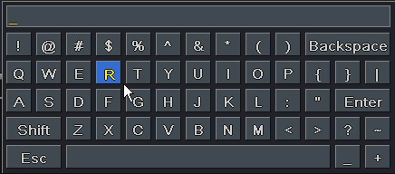 Rys. 2: Klawiatura ekranowa - widok podstawowy Przy pomocy klawiatury można wprowadzać litery, cyfry oraz symbole. Symbole oraz wielkie litery są dostępne po naciśnięciu przycisku SHIFT Rys.