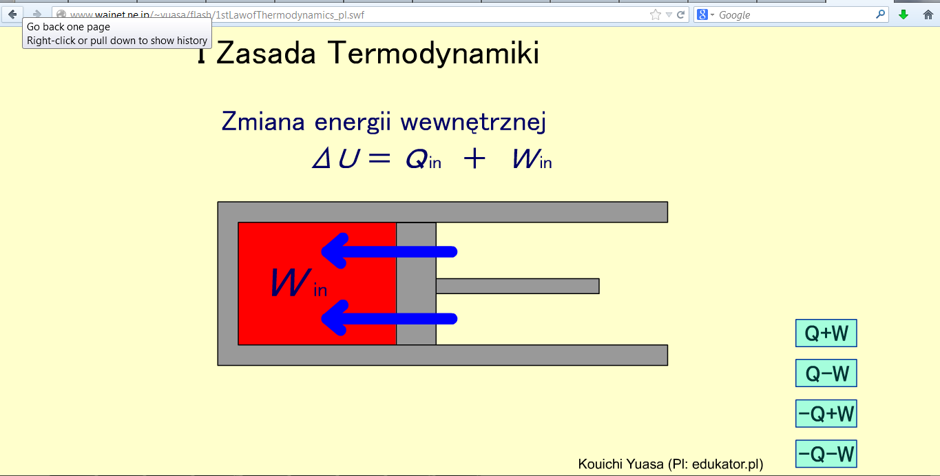 Strona: http://www.wainet.ne.jp/~yuasa/pl.htm Przykład 1. Temat: "Energia wewnętrzna.