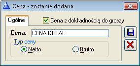 Rodzaje cen: w systemie moŝna określić wiele rodzajów cen. W tym miejscu moŝna zdefiniować ceny, które będą stosowane w transakcjach.