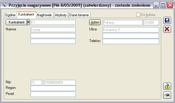 Rys. 2.225 Element PM, zakładka: Dostawy. [Zmień dostawę] otwiera listę zasobów dostaw towaru i umoŝliwia wybranie dostawy.