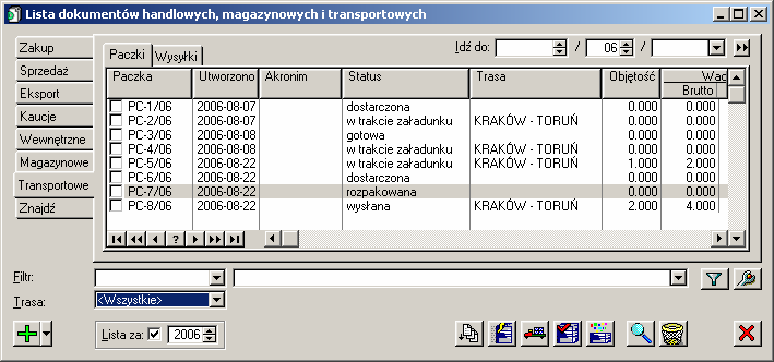 wykorzystać opcję: Wysyłka ze wskazanego, (dostępną z menu kontekstowego na liście dokumentów) co spowoduje wygenerowanie wysyłki oraz automatycznie paczki do tej wysyłki.