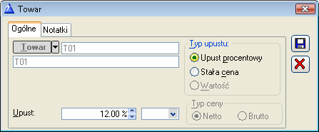 [Zmień hasło] - słuŝy do ustalenia hasła dostępu Klienta do modułu: Izam. 2.3.2.10 Karta kontrahenta, zakładka: Upusty Rys. 2.34 Karta kontrahenta, lista upustów.