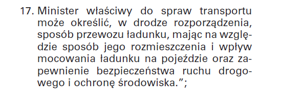 Zrzeszenie Międzynarodowych Przewoźników Drogowych Mocowanie ładunków podstawy prawne jaka przyszłość? USTAWA z dnia 20 czerwca 1997 r.