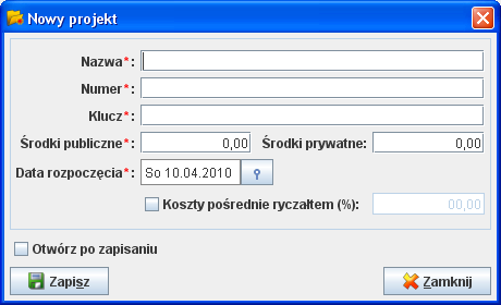 5 Zarządzanie projektami 5 Zarządzanie projektami 5.1 Dodawanie nowego projektu W celu zdefiniowania nowego projektu należy wybrać akcję Nowy projekt z menu Plik ( ).