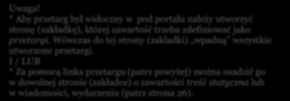 7. Przetargi. Po wejściu w menu CMS do modułu Przetargi pojawi się lista wszystkich dodanych przetargów.