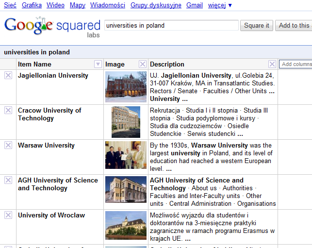 Google Squared -