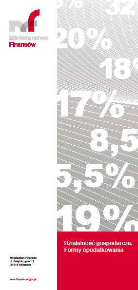 Ulotka dotycząca form opodatkowania działalności gospodarczej wydana przez