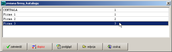 3.1 Zmiana firmy 33 3.1.3 Ustawianie firmy startowej Przy obsłudze wielu firm (bądź kolejnych lat) konieczne jest ustawienie firmy, która zostanie wybrana po włączeniu programu.