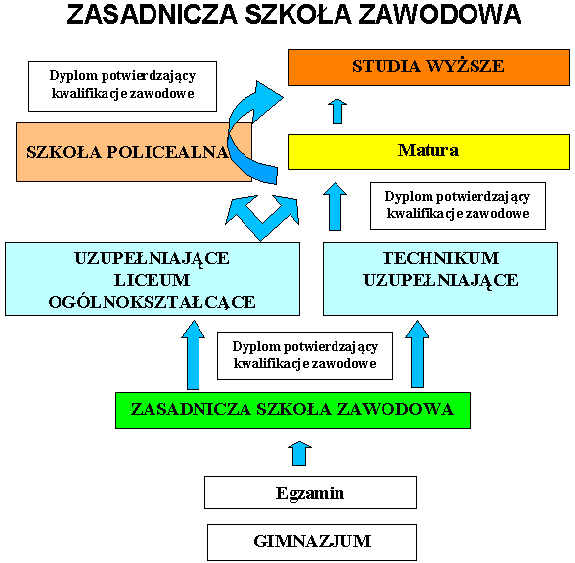 Rysunek 3.5. Schemat kształcenia na podbudowie zasadniczej szkoły zawodowej Źródło: B. Ignaczak ;Gimnazjum i co dalej?, http://www.koweziu.edu.pl/edukator Wykres 10.