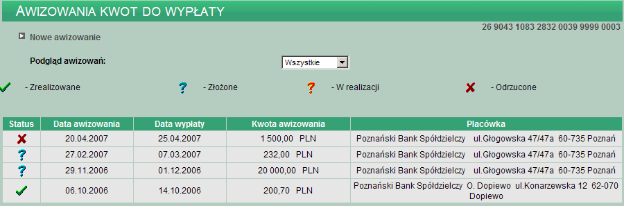 Wyczyść wyczyszczenie wszystkich pól z wprowadzonymi danymi Po naciśnięciu przycisku Nominały wyświetla się następujące okno: Należy w nim określić ilość poszczególnych banknotów i monet, w jakich ma