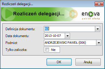 Rozliczenie zaliczki Rozliczenie delegacji Podczas naliczenia rozliczeń delegacji postępujemy podobnie jak przy rozliczeniu zaliczek.