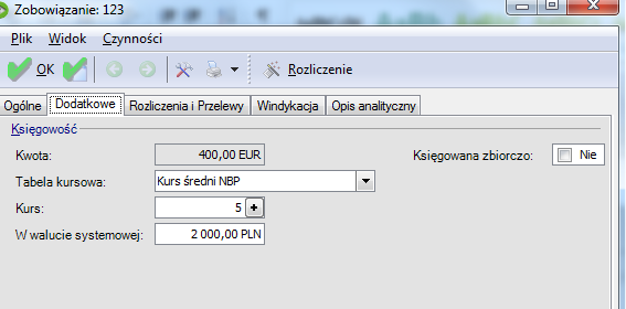 W programie jest również możliwość rozliczania dokumentów z zapłatami w różnych walutach. O tym czy rozliczenie nastąpi prawidłowo decydują wartości wprowadzone na płatnościach oraz na zapłatach.