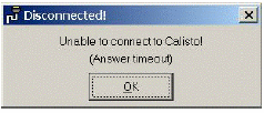 Jeśli z jakiegokolwiek powodu program Calisto Access nie będzie mógł znaleźć portu uŝywanego na bieŝąco do komunikacji z IED, po minutowym okresie oczekiwania pojawi się następujący komunikat:
