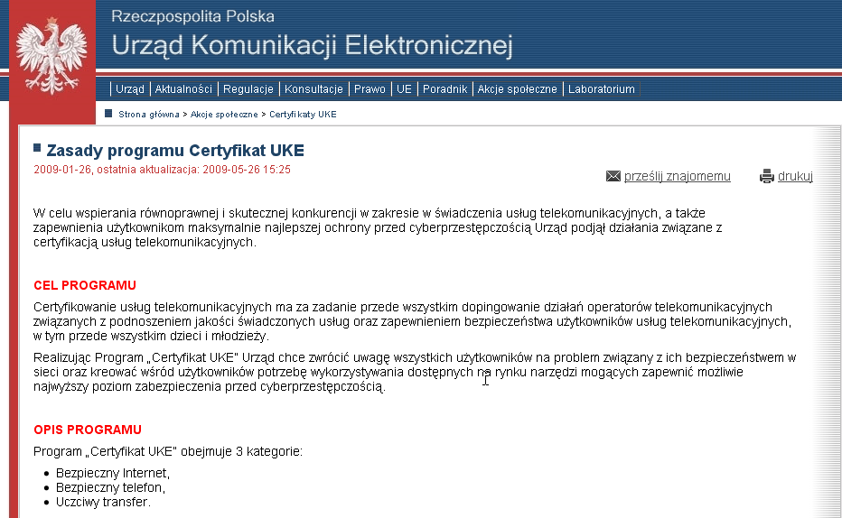 Certyfikaty UKE Bezpieczny Internet & Bezpieczny