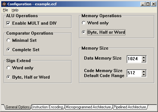 Konfiguracja ogólna Enable MUL and DIV Complete Set of Comp.