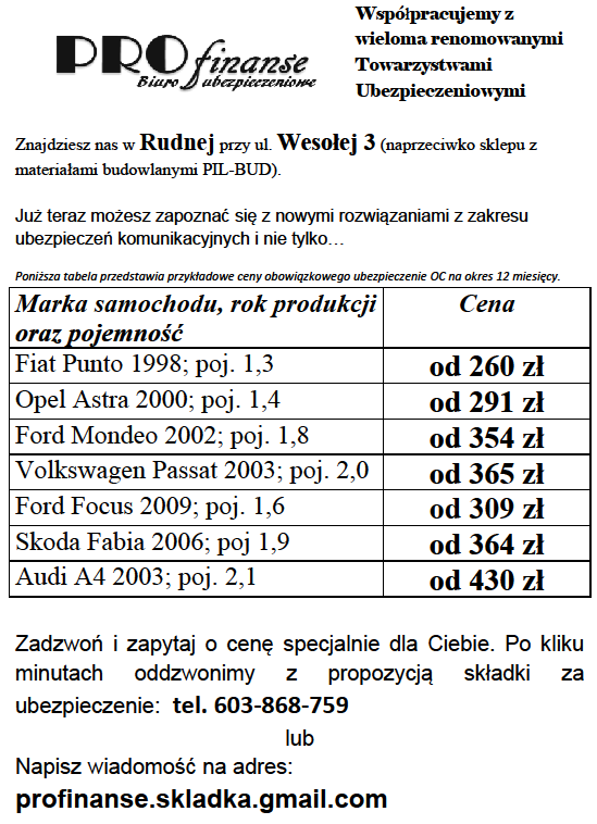 Nowiny Gminne KWIECIEŃ 2012 Ogłoszenia USŁUGI DEKARSKIE TOSZOWICE Tel. 691 969 755 KOMPLEKSOWE REMONTY WNĘTRZ KONTAKT TEL. 604 839 926 ZAKŁAD KAMIENIARSKI KAM - SIR Ryszard Siwak Chobienia ul.