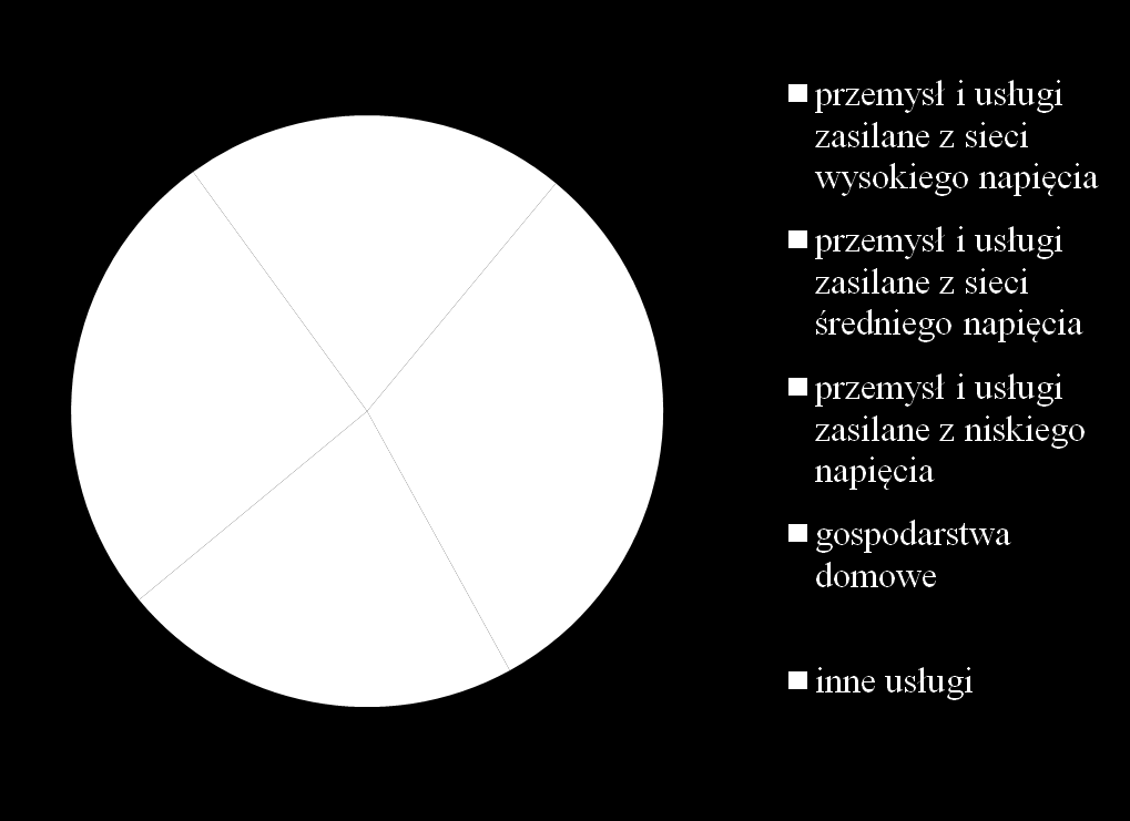 Struktura zużycia energii elektrycznej na obszarze Warszawy Roczne