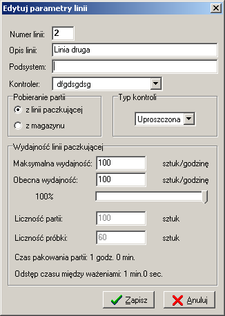 Kod (numer) wagi ustawiany jest automatycznie jako kolejny numer porządkowy. MoŜna zdefiniować do 32 róŝnych wag. Uwaga. Do jednej linii moŝe by przypisanych kilka wag.