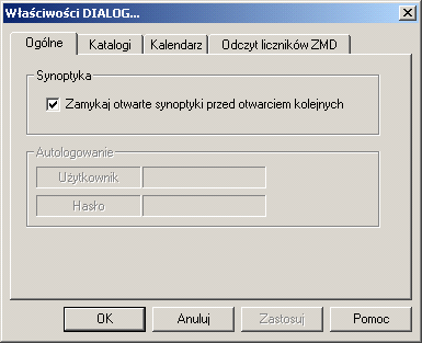 Jeżeli w zakładce Ogólne w menu Ustawienia Właściwości Dialog.
