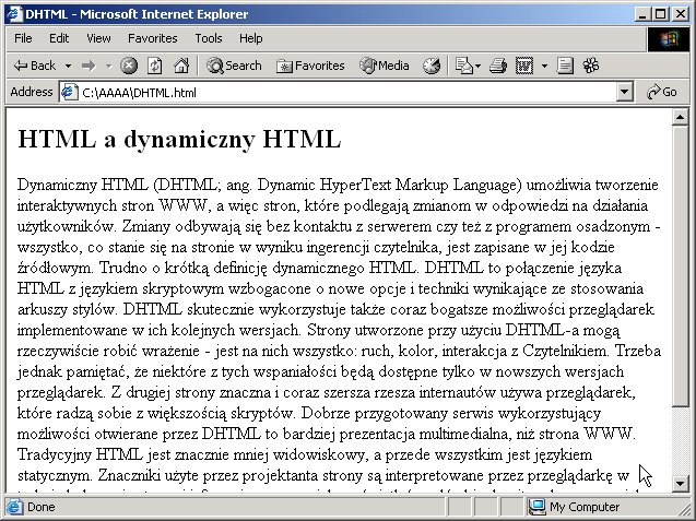 Rys. 6.17. Mapa odsyłaczy jest gotowa do pracy po umieszczeniu wskaźnika myszki nad obszarem aktywnym, forma wskaźnika zmienia się w typową dla połączeń Rys. 6.18.