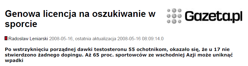 Analityka INSTYTUT Wskaźnik T/E (testosteron/epitestosteron) 6 4 Jacobson i