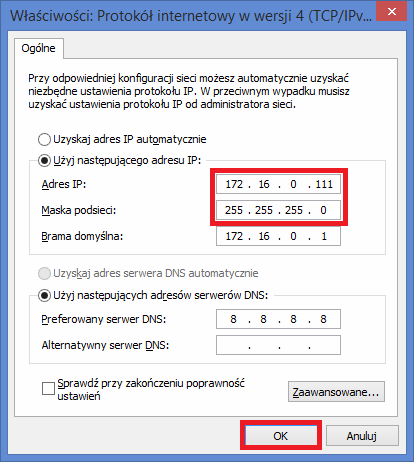 4. Konfiguracja programu RoIP 4.1. Połączenie z urządzeniem SGM-5ES VoIP w Windows 8.1 Sterowanie SGM5ES jest domyślnie dostępne pod adresem IP = 172.16.0.