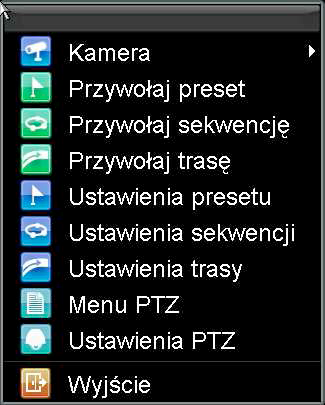 10. Kamery obrotowe Instrukcja obsługi rejestratora HikVision DS-9016HFI-SH 10.1. Obsługa podstawowa Menu funkcyjne kamer obrotowej może być obsługiwane za pomocą myszy USB, panelu przedniego rejestratora lub pilota podczerwieni.