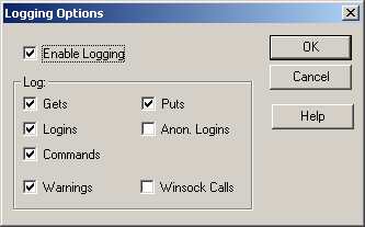 2. Wybrać Logging z poziomu menu, a następnie w podmenu Logging Options wskazać ustawienia przedstawione na