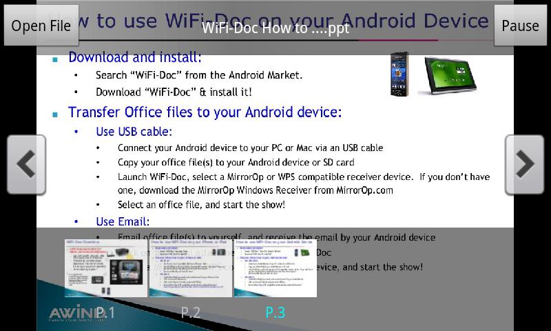 11. WiFi-Doc dla urządzeń Android Pobierz WiFi-Doc z Google Play Połącz się z urządzeniem WiPG-1000 A.