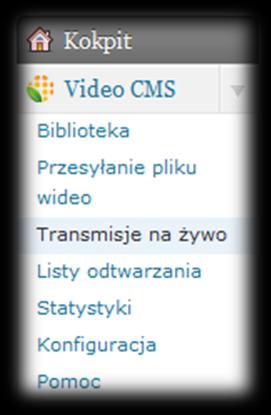 Możemy w każdej chwili dodad nową, wystarczy że klikniemy przycisk Dodaj nową transmisję. Menu zakładania nowej transmisji jest proste i intuicyjne. W większej rubryce podajemy tytuł transmisji.