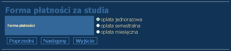 10. Forma płatności za studia Kandydat