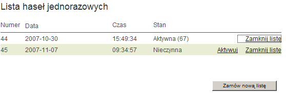 INNE wysłaniu lub zaakceptowaniu przelewu jednorazowego; wybór odpowiedniej strony kodowej spośród zaproponowanych przez System.