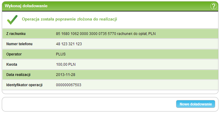 4. PłatnościIndeks 146/226227 przejść do Krok 1 - Wprowadzenie danych doładowania telefonu, naciśnij przycisk Wstecz (Dane doładowania telefonu).