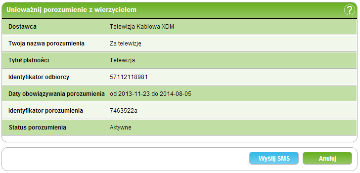 4. PłatnościIndeks 194/226227 zatwierdzić wykonanie operacji, naciśnij przycisk Zatwierdź, a jeżeli operacja wymaga autoryzacji np. za pomocą jednorazowego hasła SMS, naciśnij przycisk Wyślij SMS.