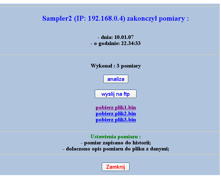 82 Zeszyty Problemowe Maszyny Elektryczne Nr 77/2007 Godzina rozpoczęcia pomiaru data rozpoczęcia pomiaru w postaci: gg mm (np.