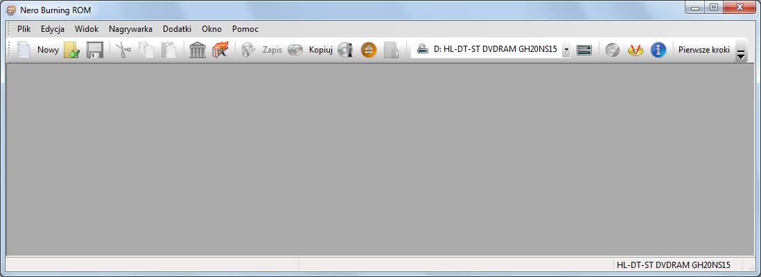 Interfejs użytkownika 2 Interfejs użytkownika 2.1 Ekran główny Główny ekran aplikacji Nero Burning ROM jest punktem wyjścia dla wszystkich działań.