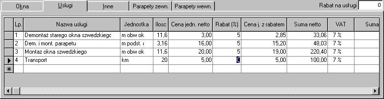 Rysunek 8.11 Formularz Parametry rysowania Po zakończeniu edycji okna w formularzu zamówienia w kolumnach cena jedn. netto, cena jedn.