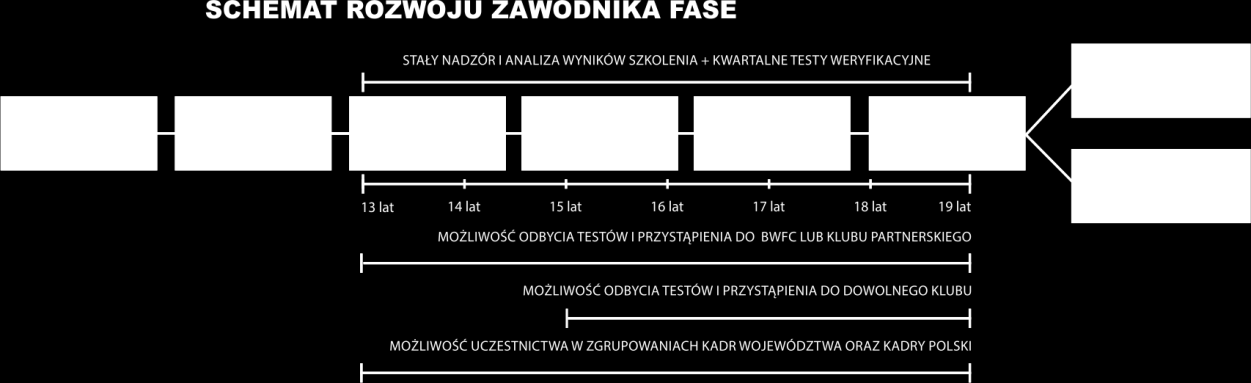 Każdemu zawodnikowi FASE przedstawiana jest poniższa ścieżka rozwoju.