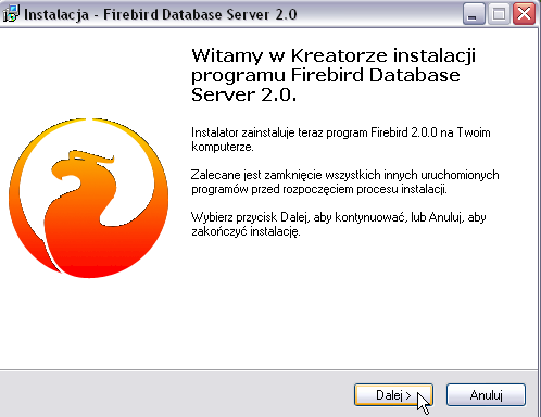 Program rozpocznie instalację, w jej trakcie nastąpi uruchomienie instalacji serwera bazy danych