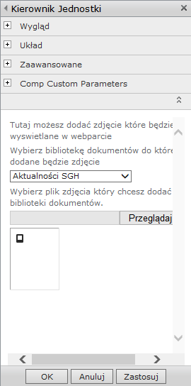 Rys. 21 Wybierz z listy bibliotekę OBRAZY a następnie kliknij PRZEGLĄDAJ aby wybrać ze