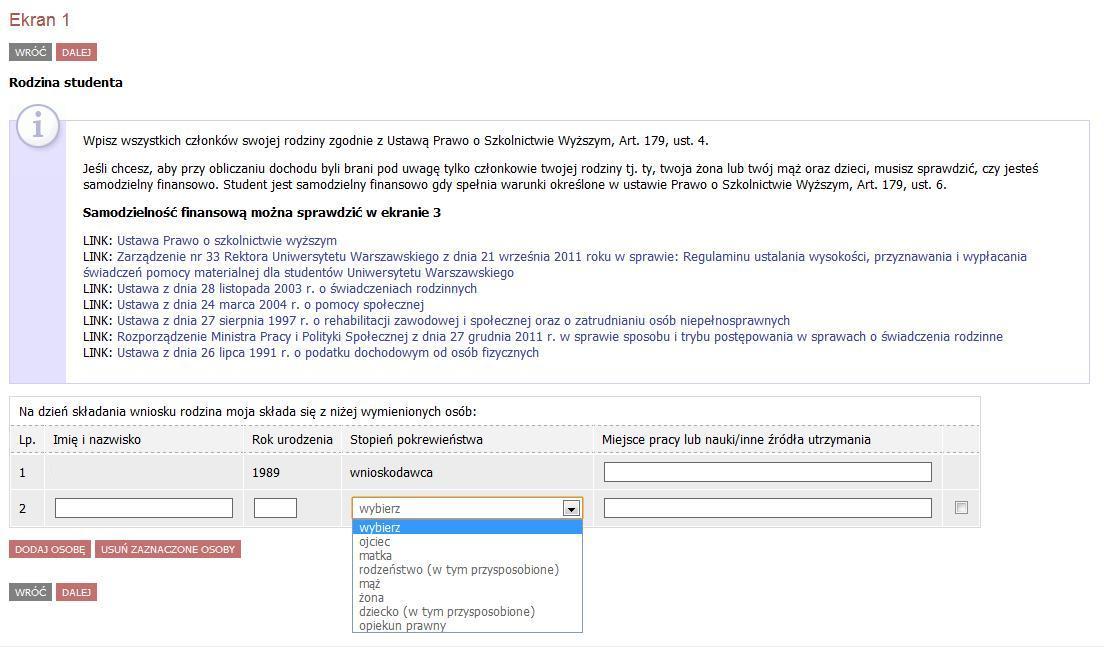 4 OŚWIADCZENIE O DOCHODACH Wybierz Oświadczenie o dochodach za rok 2011 złóż wniosek. Każdorazowo w celu przejścia do następnego ekranu kliknij. W celu powrotu do poprzedniego ekranu kliknij.