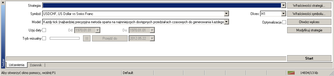 Ważne: W momencie wyłączenia terminala wszystkie strategię zostaną również zamknięta. Zamykając wykres wyłączamy jednocześnie strategię. Włączając nową strategie zamykamy poprzednio używaną strategie.