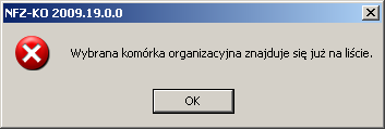 Rysunek 180 Przypisanie miejsca udzielania świadczeń do zespołu RTM Aby wybrać miejsce należy zaznaczyć go na liście i użyć opcji. Uwaga!